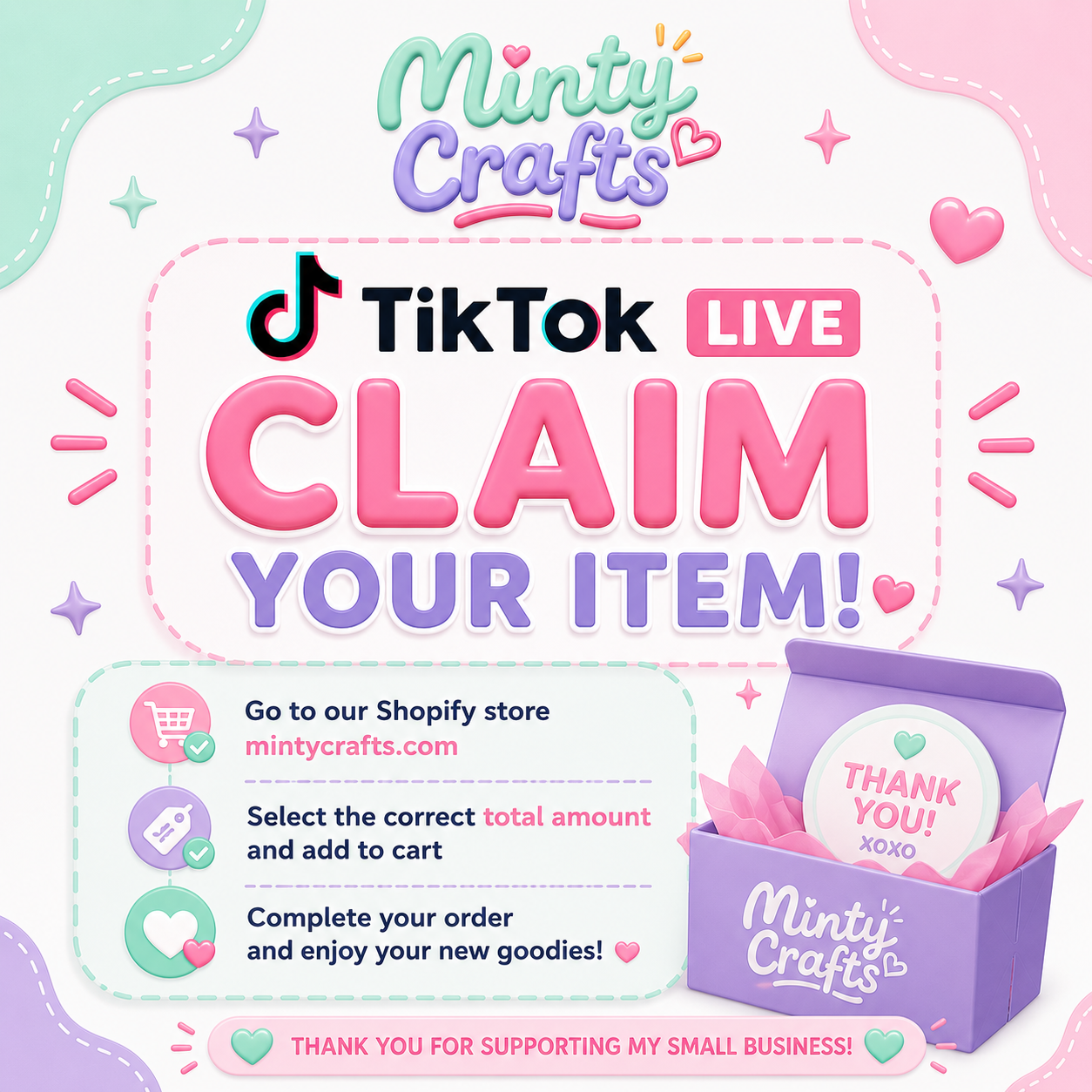 TikTok Live Claim Checkout | Complete Your Live Sale Purchase | Minty Crafts