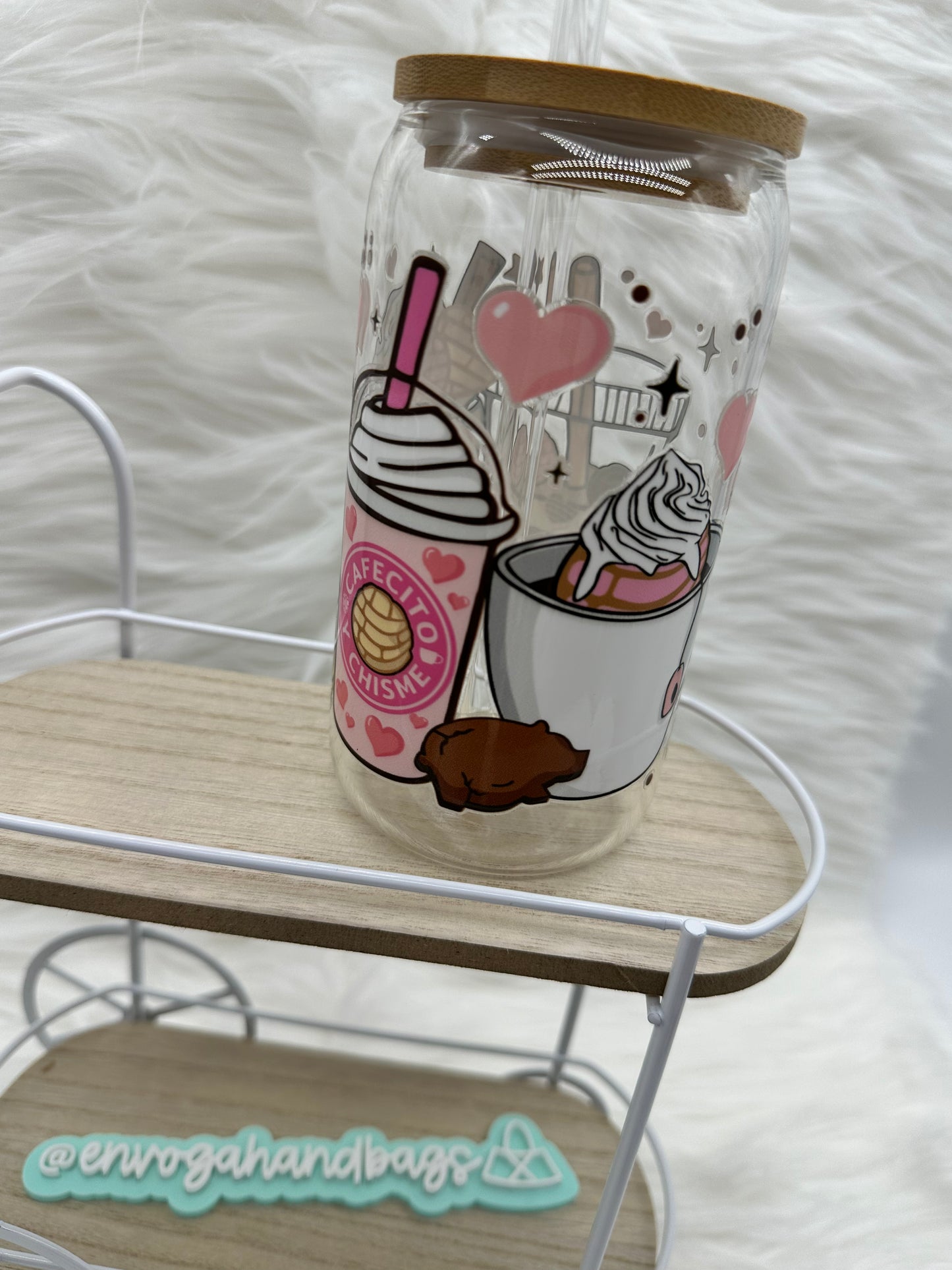 Cafecito y Chisme Glass Can (Coffee and Gossip) Glass Can Beverage Cup