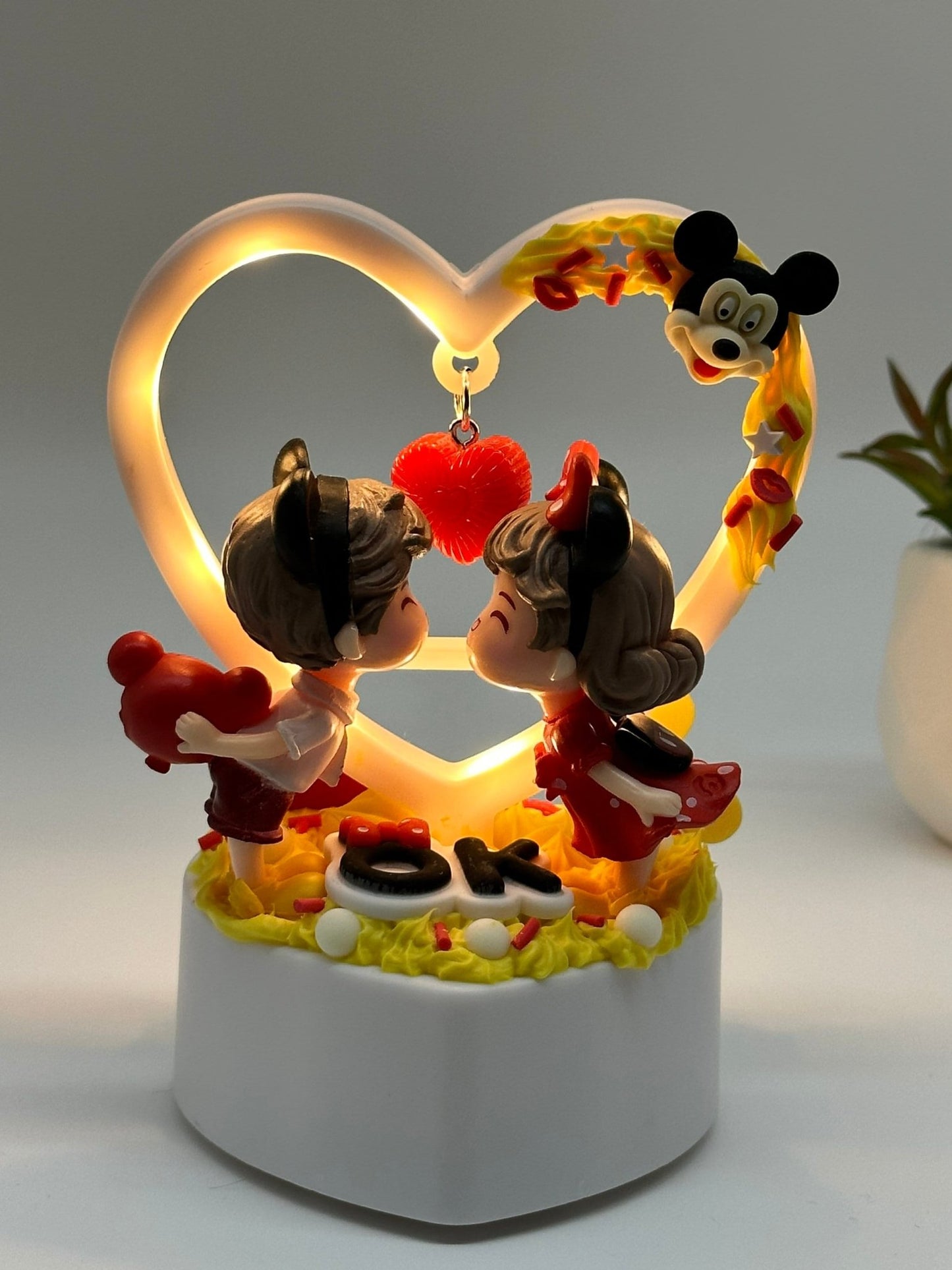 Little Accent Table Night Light, Lamp, Mermaid or Love Mouse Theme, Theme Park Engagement, Heart Shape Lamp Personalize