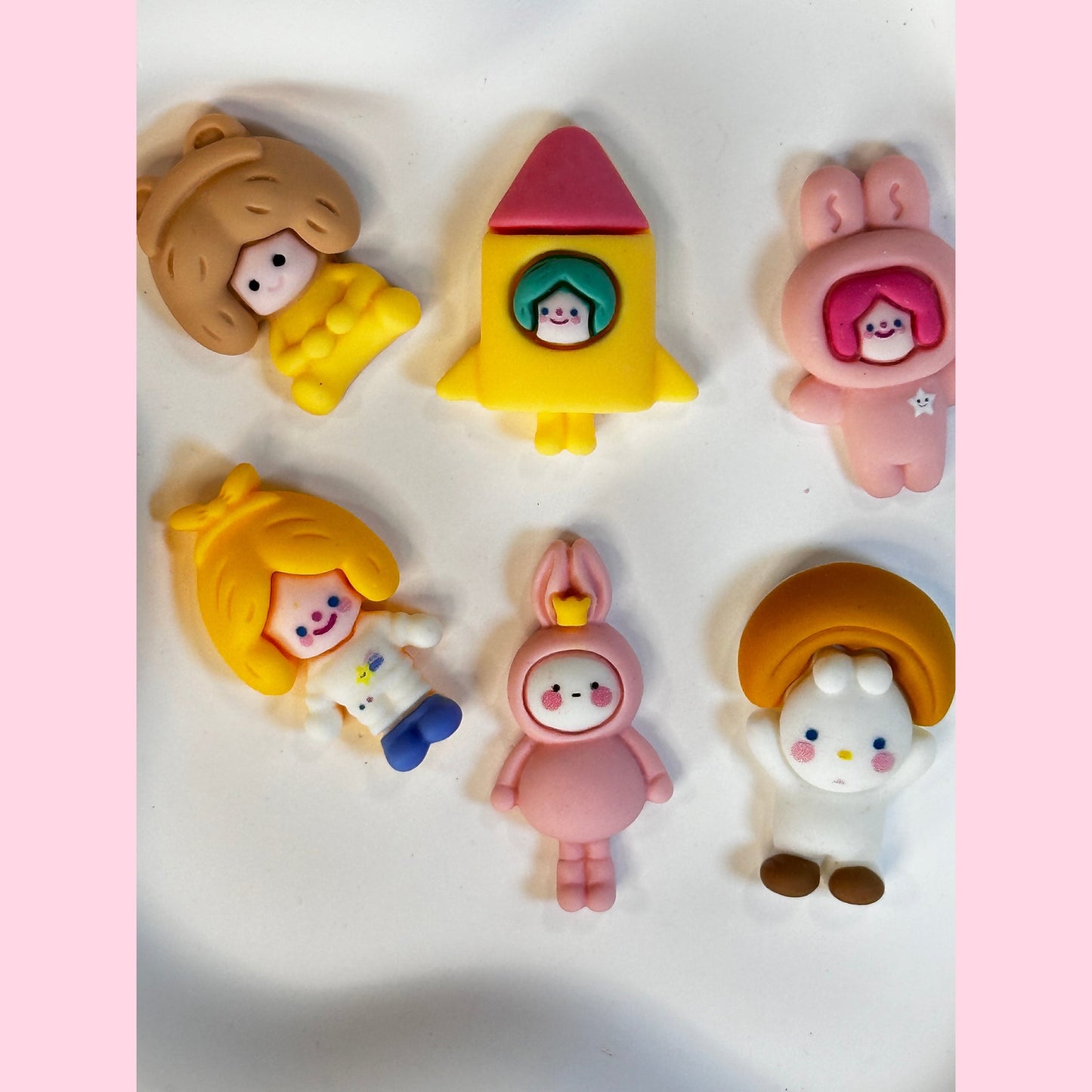 Space Girl Flat Back Charms 6 Pcs