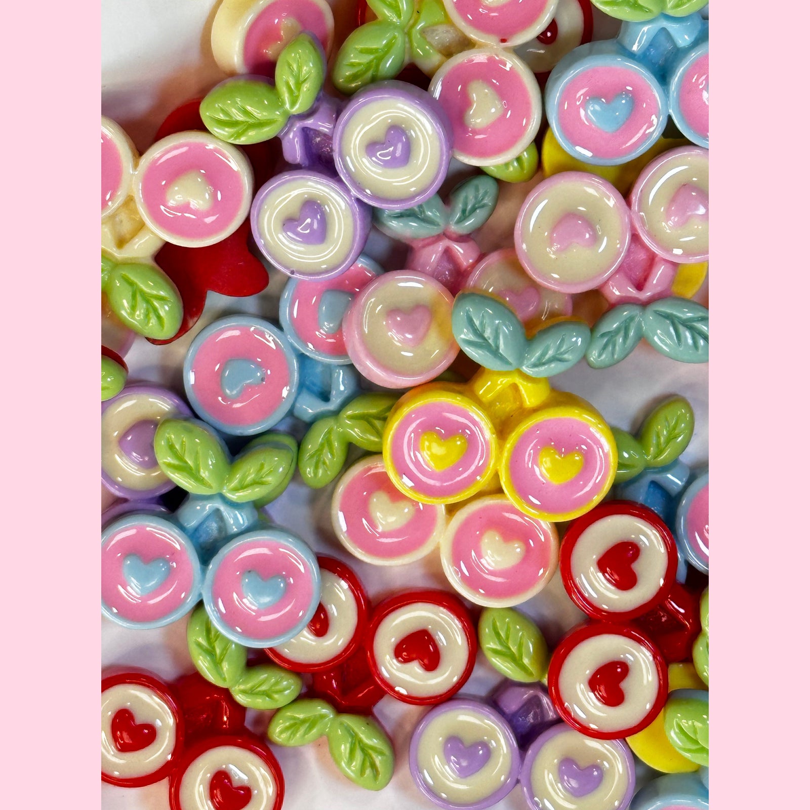 Cherry Heart Charms 6 PCS