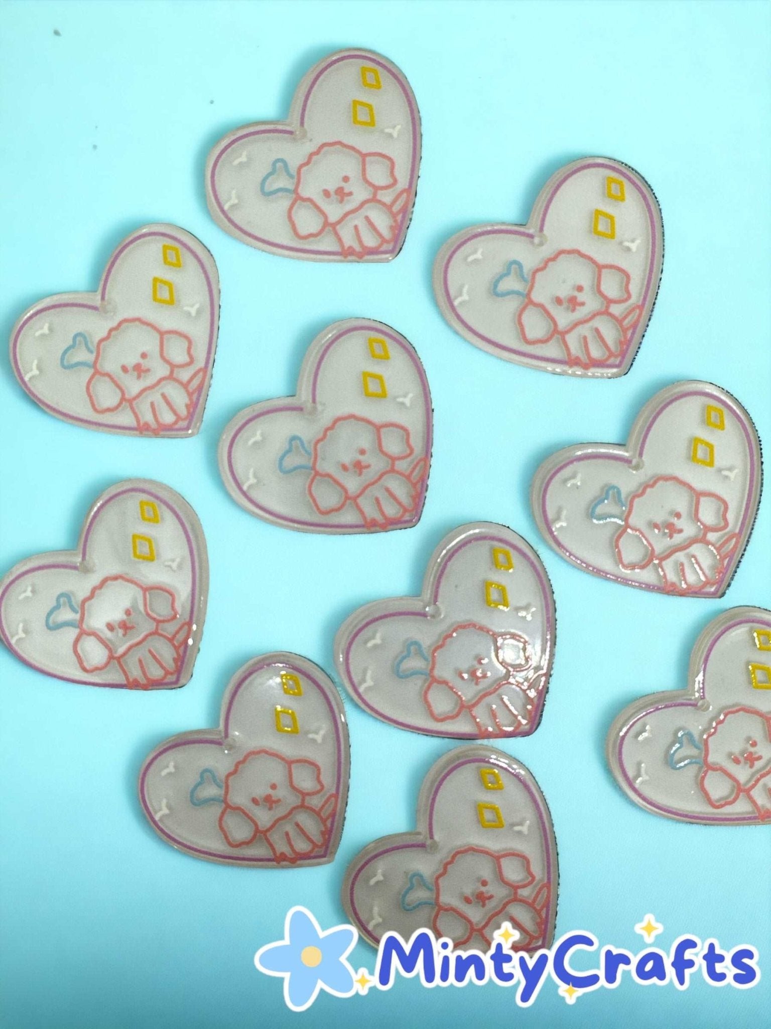 Acrylic Charms for DIY |Puppy Heart Theme | 6 pieces - Envoga Handbags