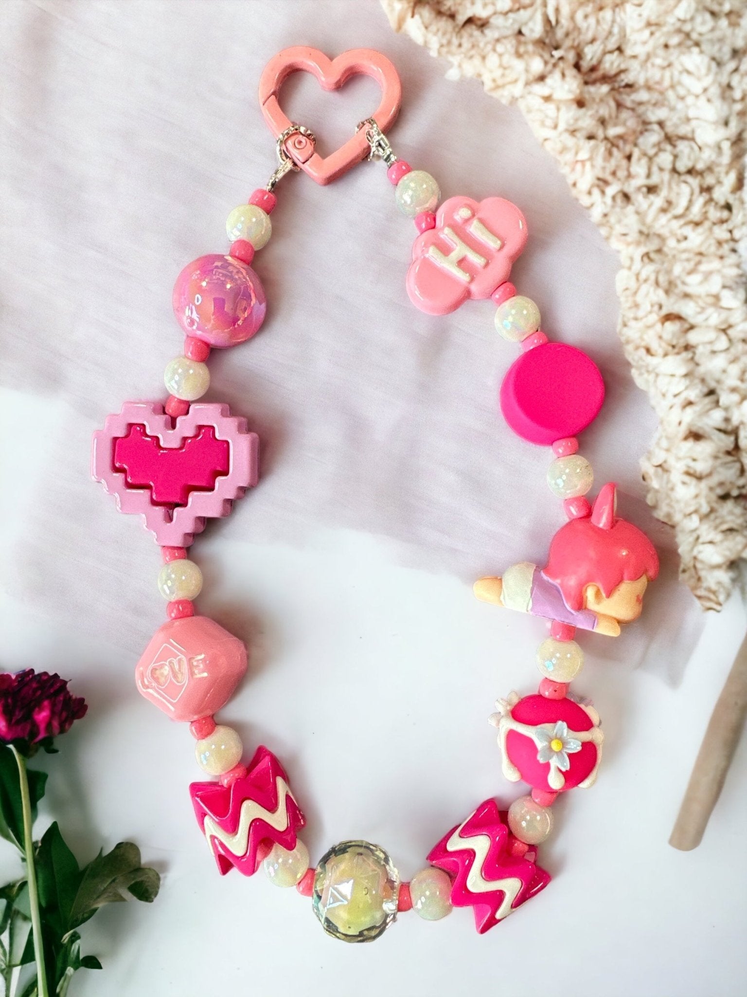 Phone/Handbag Bead Charm Pinkie Heart - Envoga HandbagsApparel & Accessories