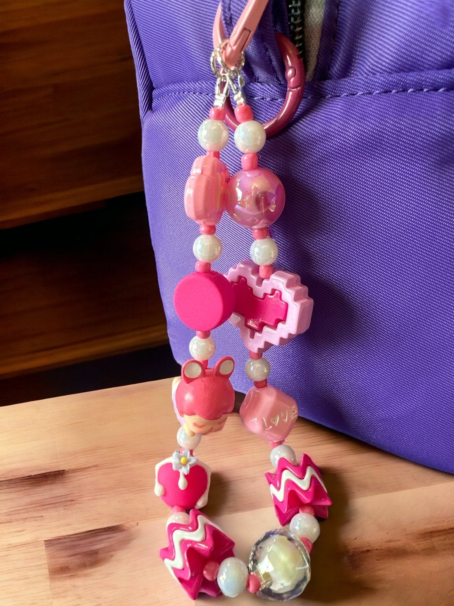 Phone/Handbag Bead Charm Pinkie Heart - Envoga HandbagsApparel & Accessories