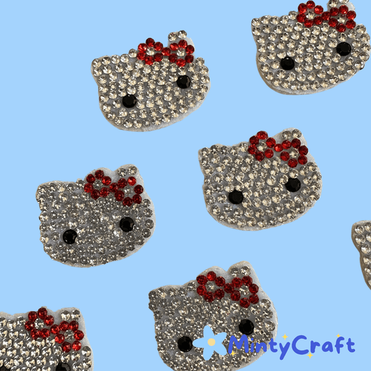 Rhinestone Cat Head Felt Charms - Envoga Handbags