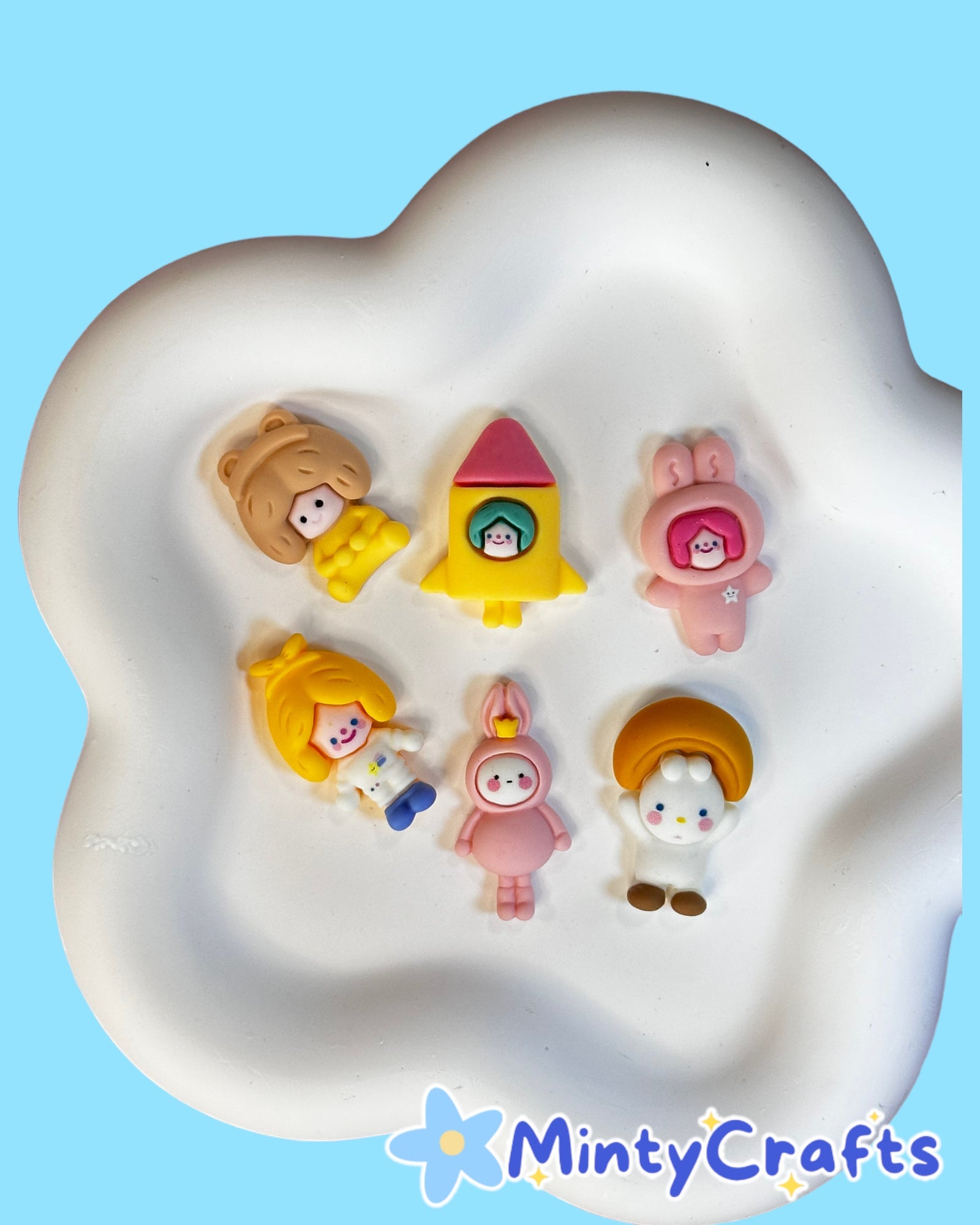 Space Girl Flat Back Charms 6 Pcs - Envoga HandbagsFlatback Charms