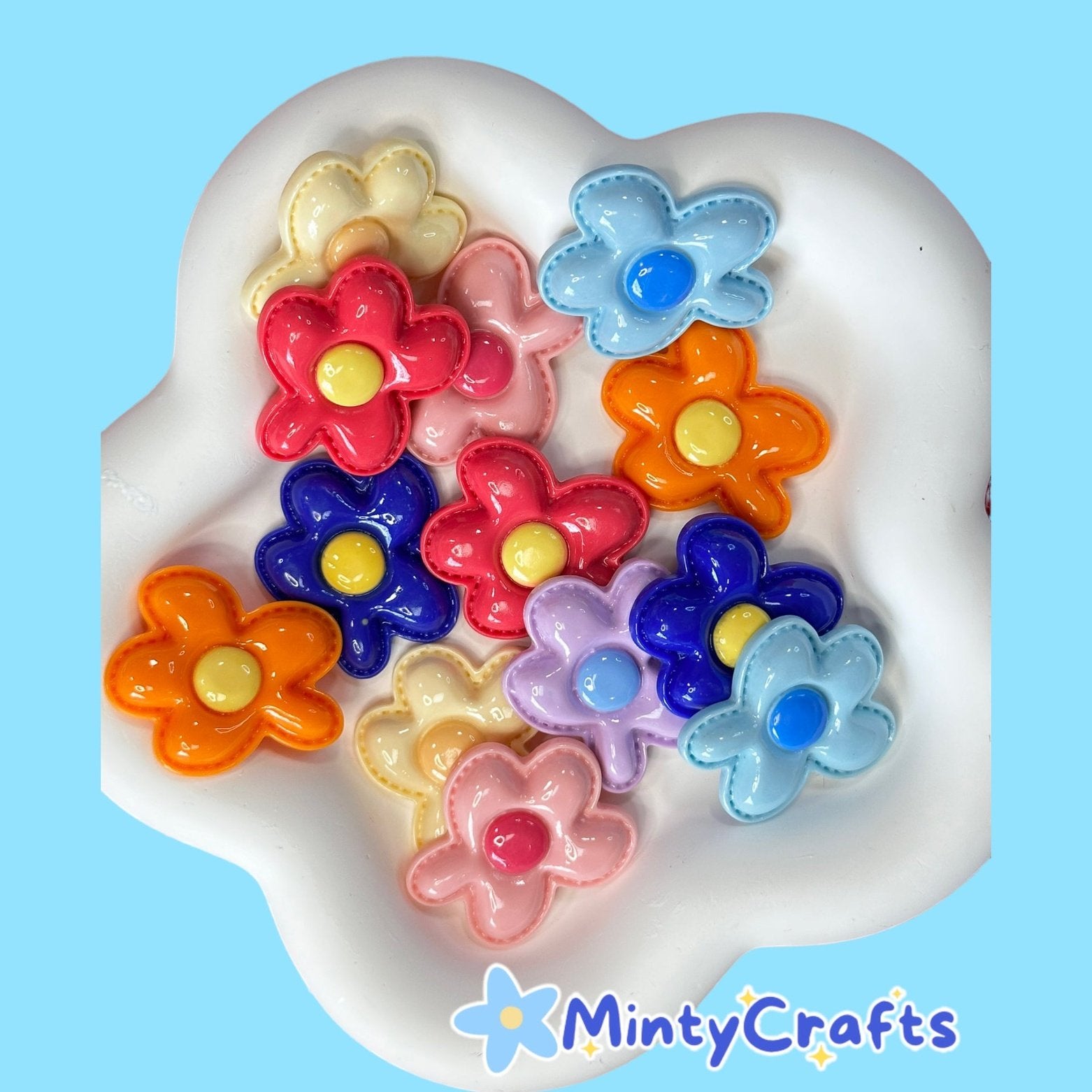 Splat Flower Flat Back Charms 5 Pcs - Envoga HandbagsFlatback Charms