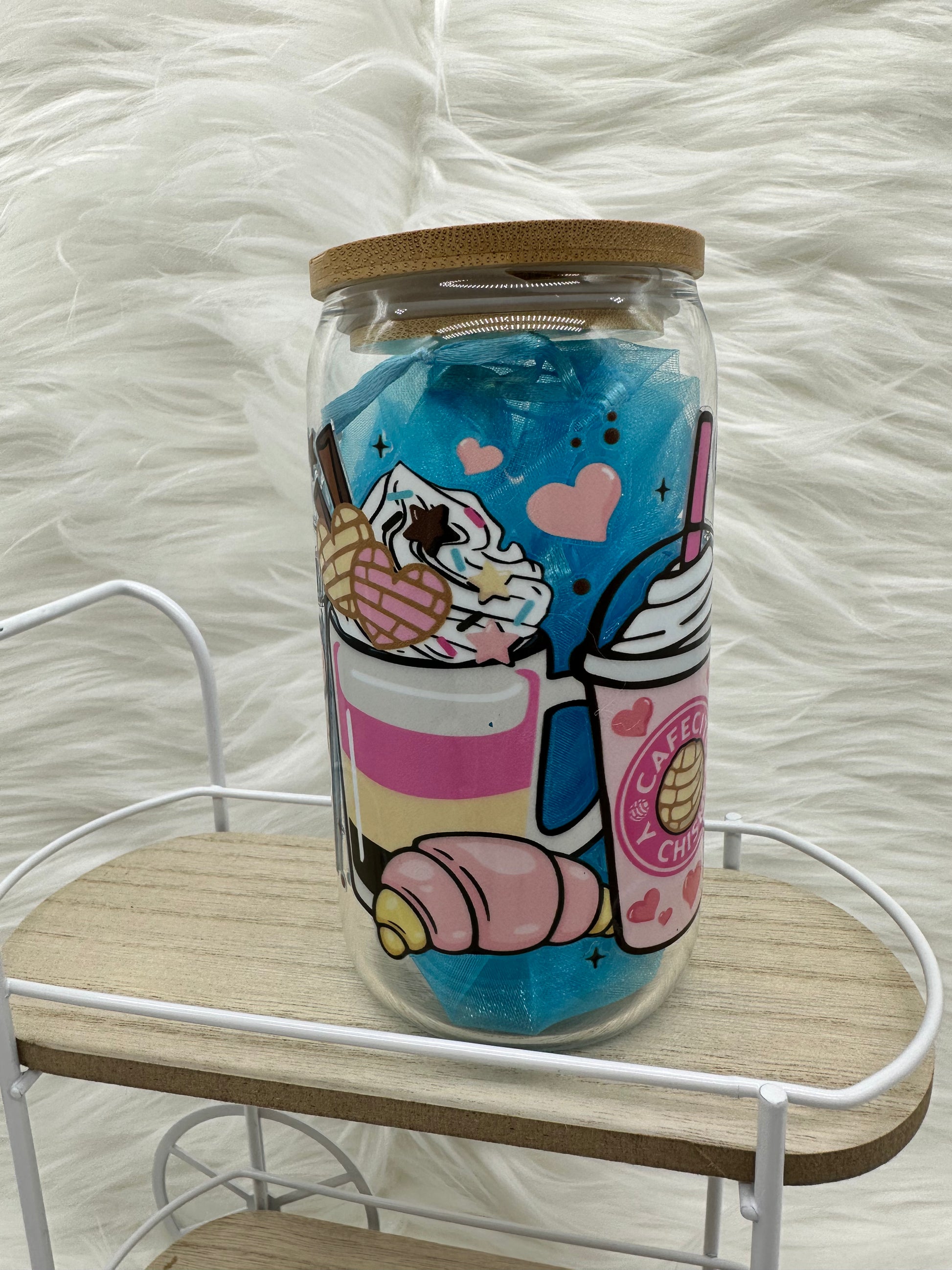 Cafecito y Chisme Glass Can (Coffee and Gossip) Glass Can Beverage Cup