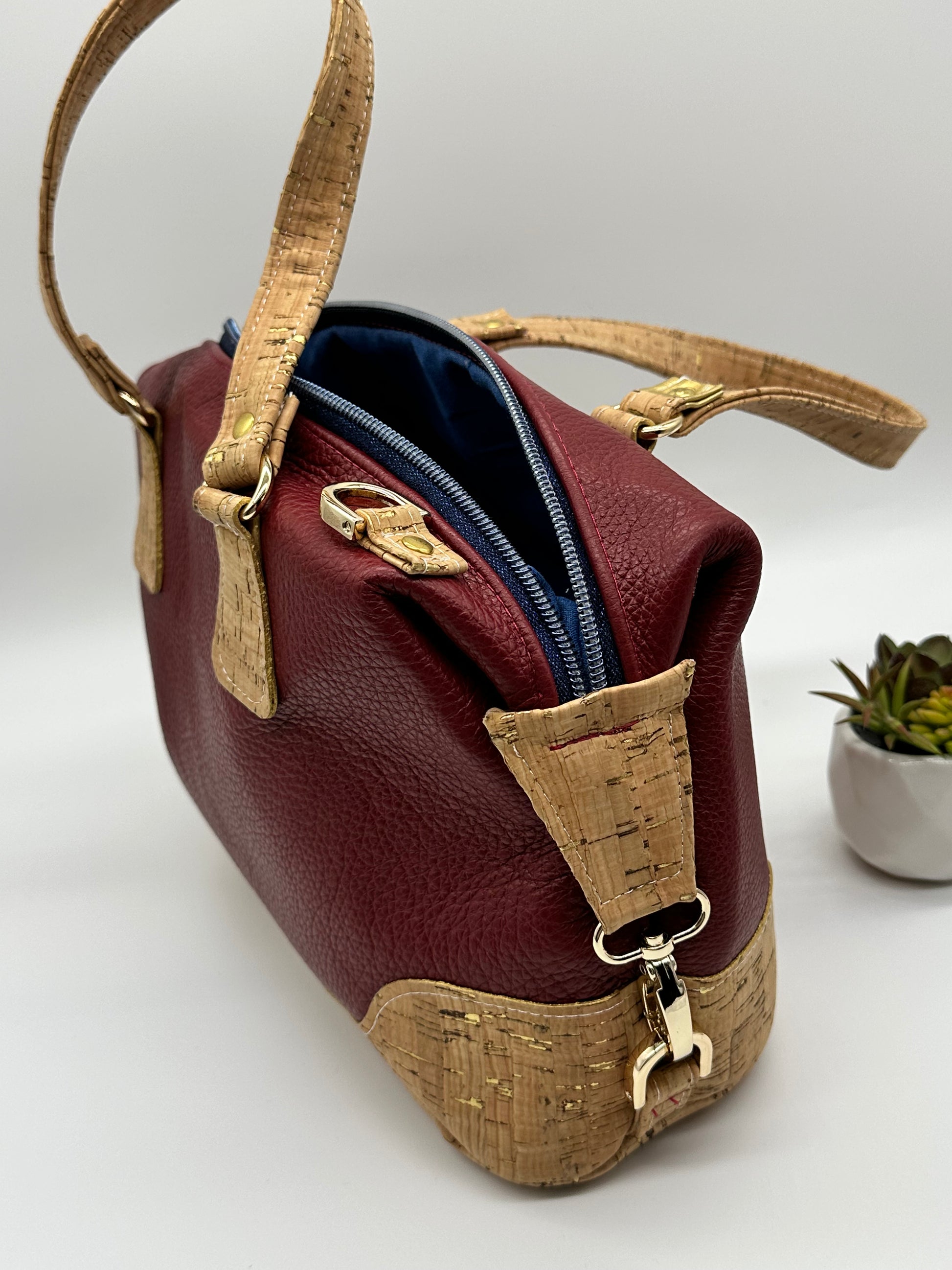 Red Leather and Cork Bag